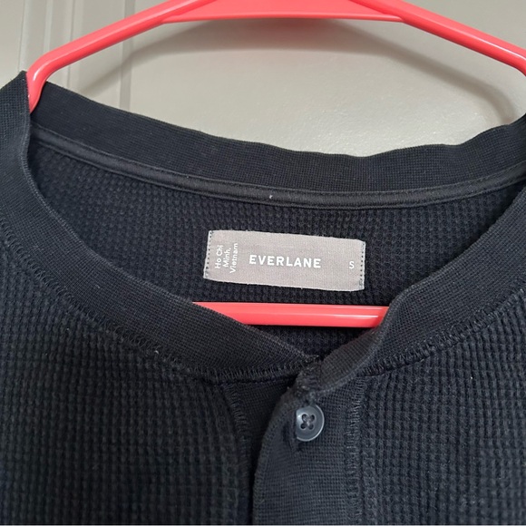 Everlane Small Organic Cotton Waffle Henley
Washed in Black with 3 Buttons - Picture 5 of 5